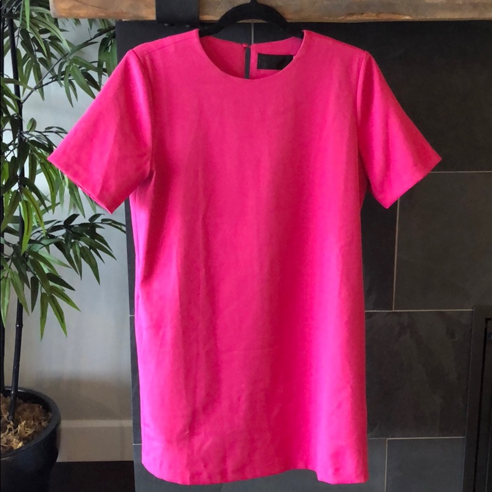 Hot pink shirt dress